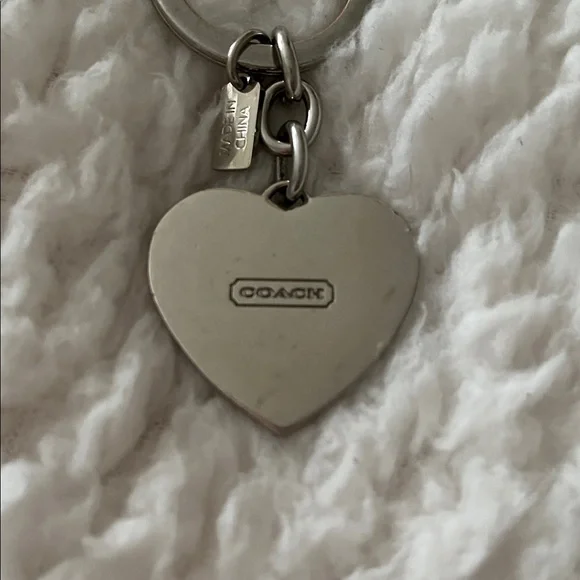 Coach Heart Keychain in Silver and Pink - Picture 3 of 5